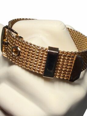 Vintage Avon Goldtone Mesh Belt Buckle Bracelet (9” Long)